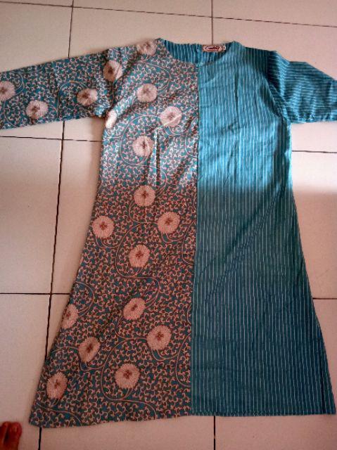 Tunik Soft Bunga Salur Tunic Batik Cewek Tunik Batik Muslim Seragam Batik Kerja Kantor Cantik Solo