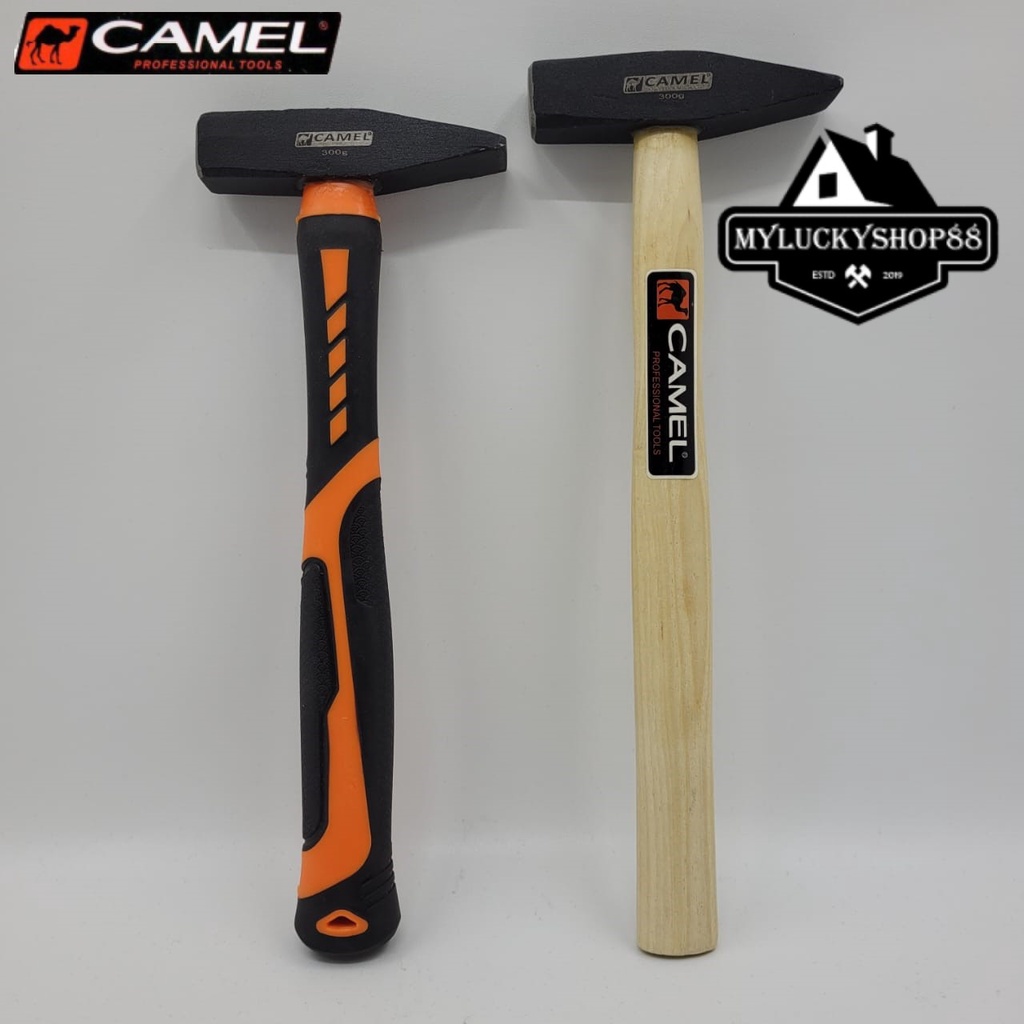 Camel Palu Tukang Rubber Grip 300gr Palu Kaca Lancip Gagang Kayu 300 gram 300g 300 gr