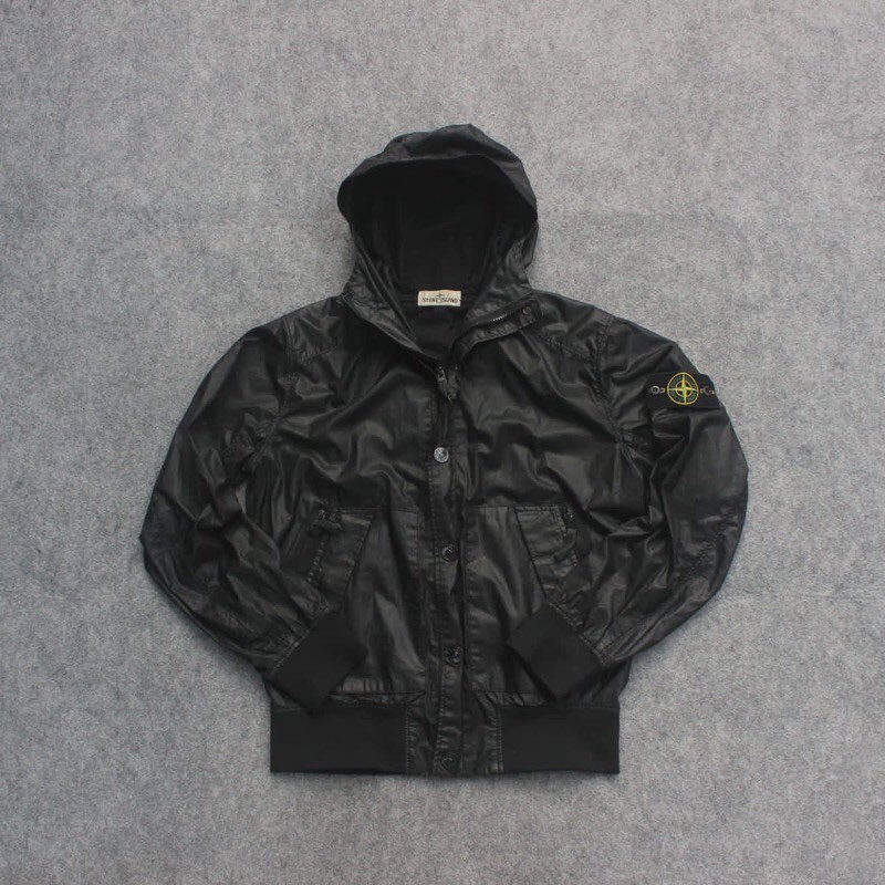 Jaket Stone Island Mussola Gommata Black Second Original Murah