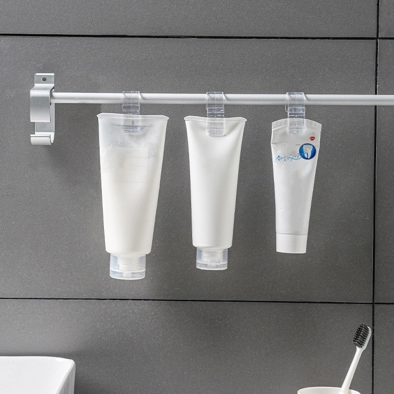 4 Pcs Toothpaste Organizer Rack Hanger / Household Simple Facial Cleanser Hooks Clip for Bathroom