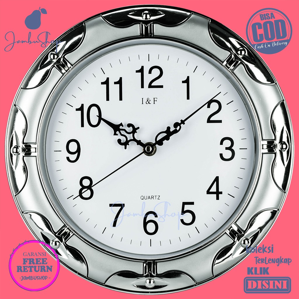 Jam Dinding Quartz Wanita Hijau Silver Gold Biru I&F 8845 Hiasan Rumah Step Movement