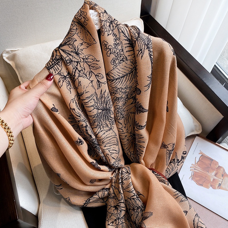 Pashmina Lebar Modern High Quality Import Scarf Korea Halus Lembut Hijab Simple Kerudung Lebar Bagus-Brown (Coklat)
