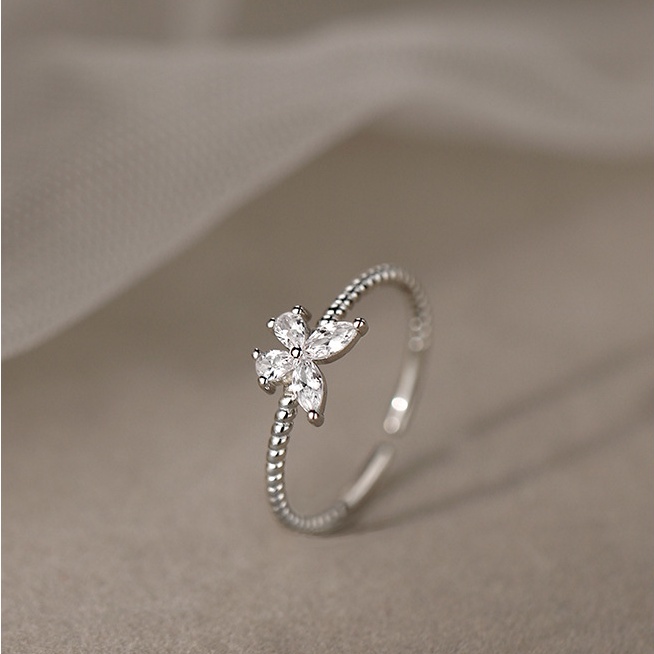 925 Silver Butterfly Diamond Ring Female Ins Small Ring  New Simple Accessories Gift