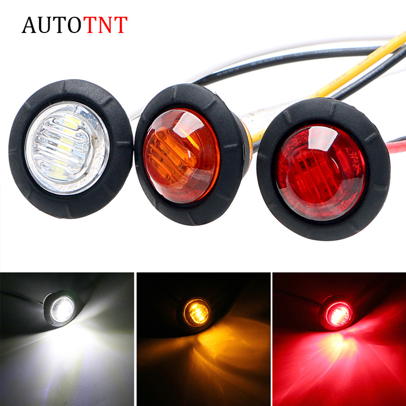 1 PC 12V 24V 3 LED 3/4 &quot;Lampu Bulat Trailer Side Marker Lampu Kuning Putih Merah untuk Truk Izin Lampu Truk Lampu Sein