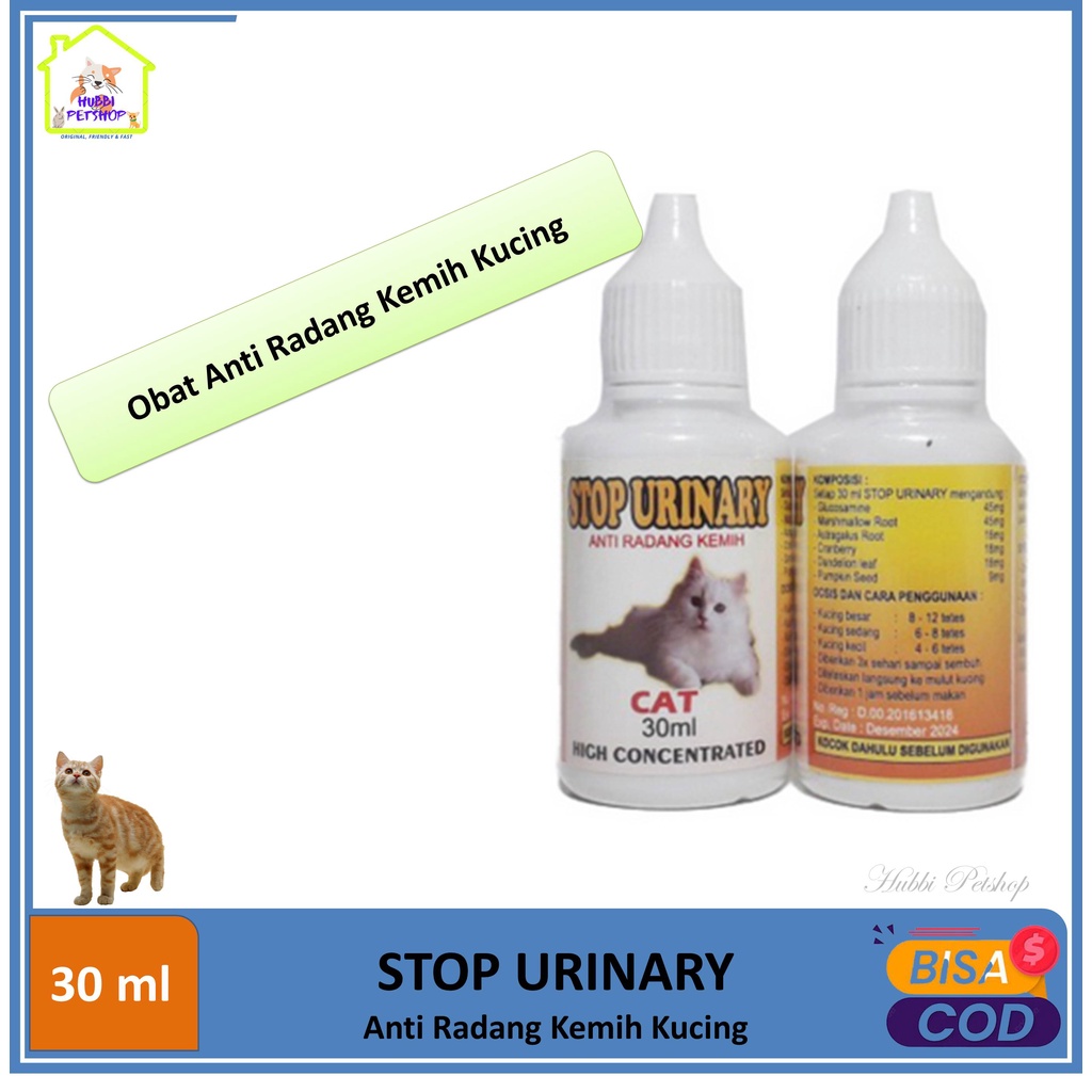 Stop Urinary 30 ml-ROLINE 10ml Obat Kucing Anti Radang Kemih Susah Buang Air Kecil Susah Pipis Cat 30ml