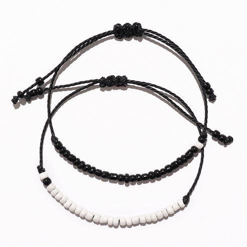 Gelang Couple Mote Hitam Putih Simple Monochrome