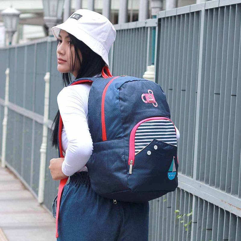 Herbie - Tas Backpack Wanita Terbaru Kekinian | Tas Ransel Punggung Sekolah Kuliah Kerja Casual Cewek Style Bahan Dolby