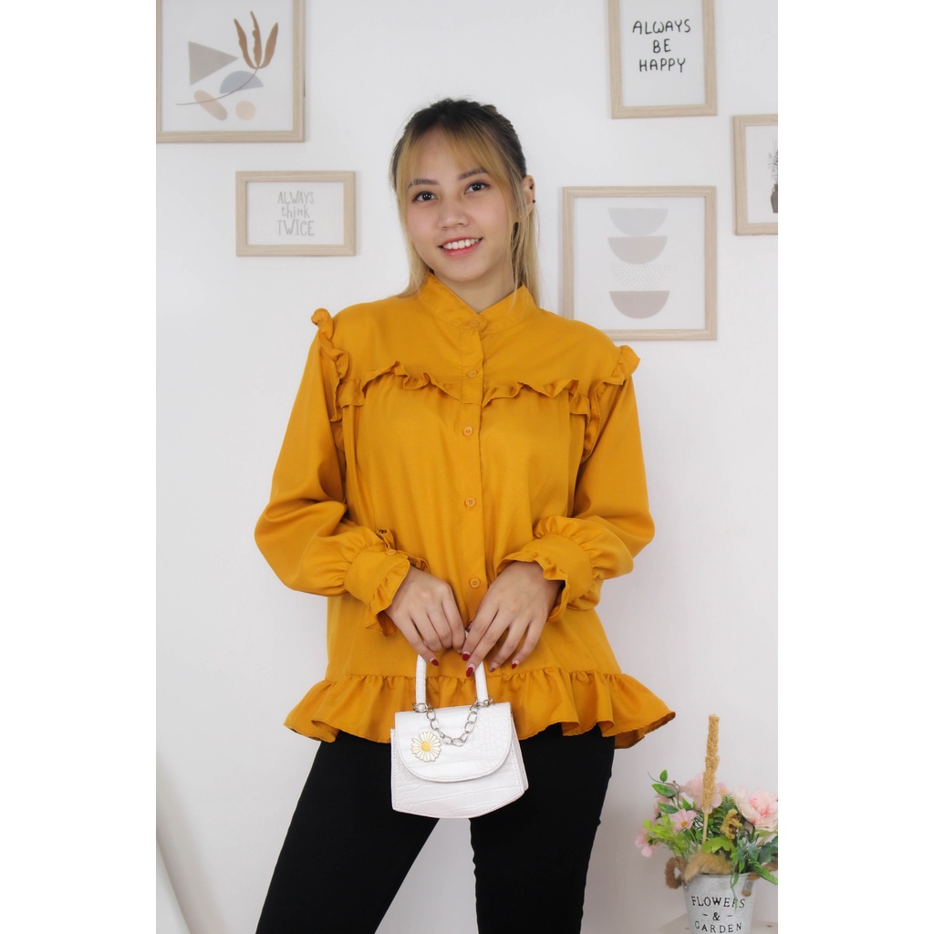 BEFAST - ZRX OOTD Wanita Blouse YUNNA / Ebrila Blouse / Blouse Wanita / Blouse Kantor / Blouse Casual / Blouse Formal / Blouse Polos Kekinian 2021 / Blouse Terlaris