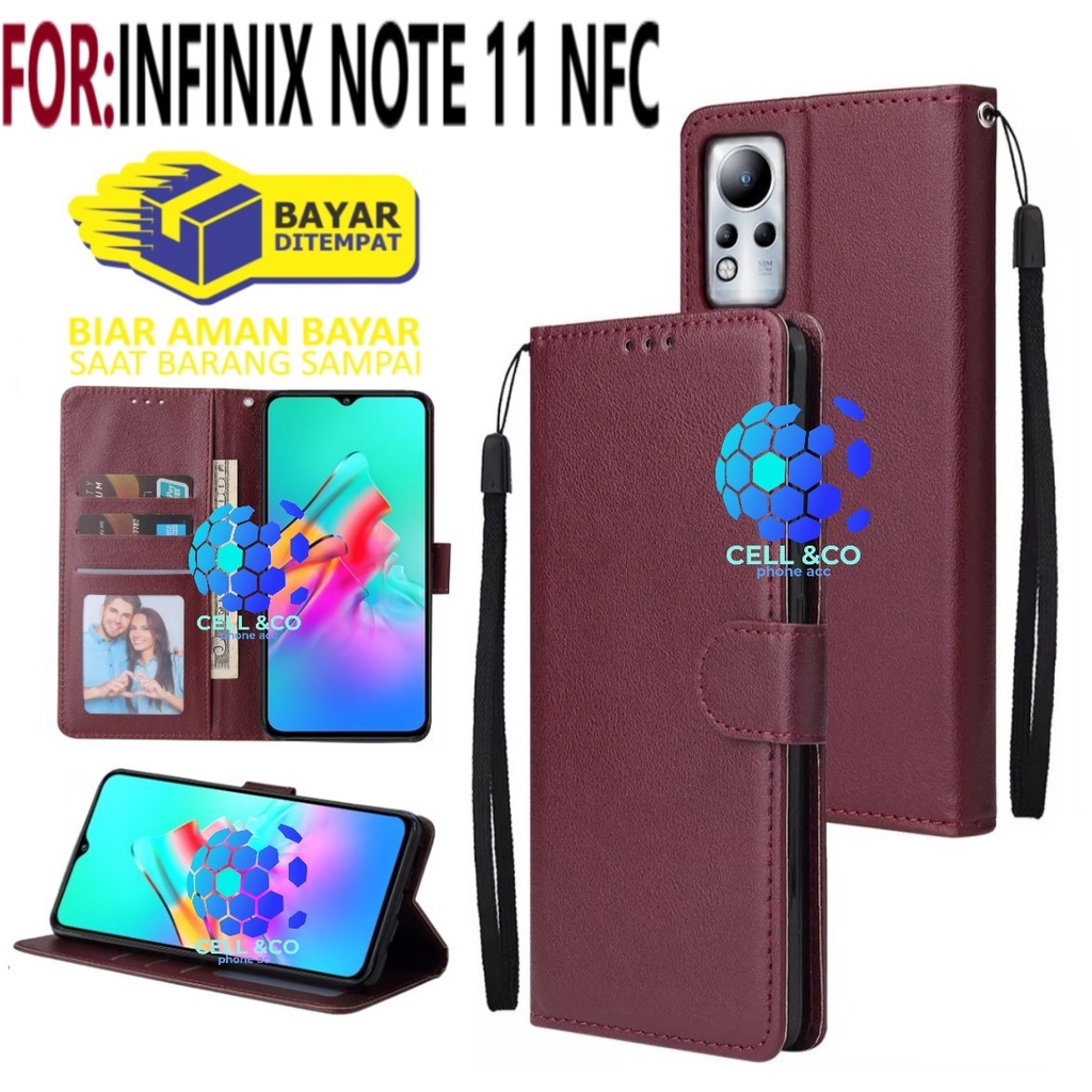 NEW INFINIX NOTE 11 NFC CASE FLIP LEATHER WALLET PREMIUM FLIP CASE BUKA TUTUP KESING HP CASING FLIP CASE WALLET INFINIX NOTE 11 NFC