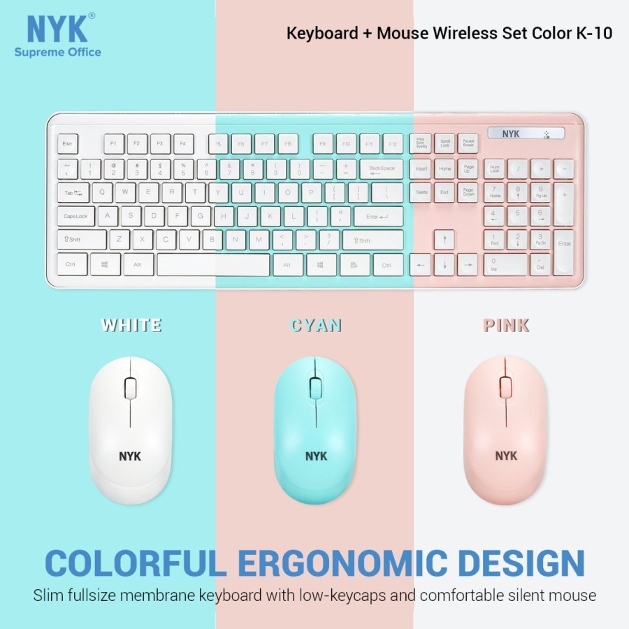 NYK Supreme K10 Wireless Keyboard And Mouse Silent Combo 2.4Ghz