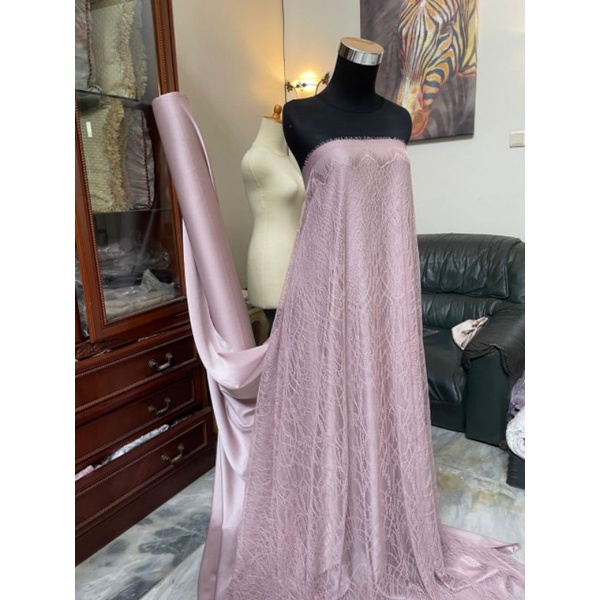 Bahan Kain Satin Maxmara Original Warna Lavender Pink