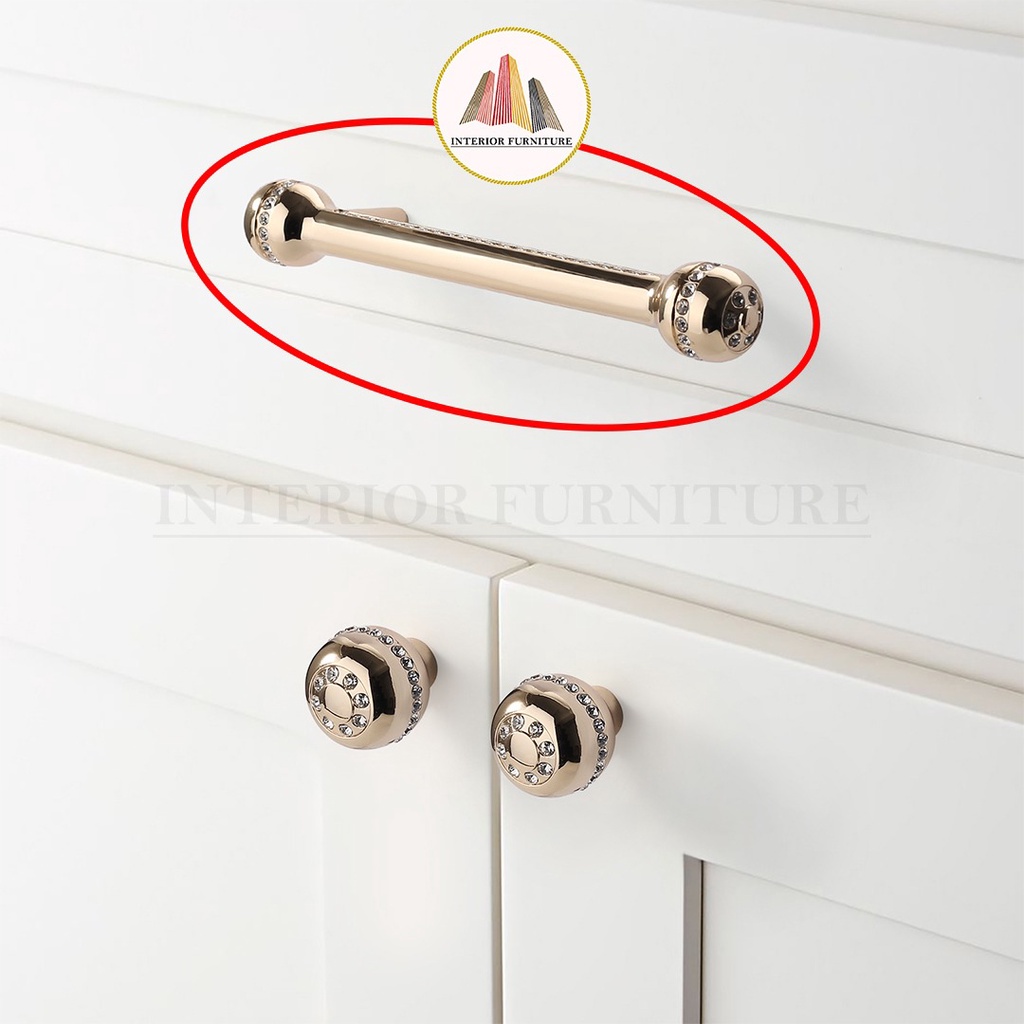 Handle Bling-Bling Handle Kristal Handle lemari Handle Emas Silver Gold Tarikan Laci Minimalis Gagang Pintu Lemari