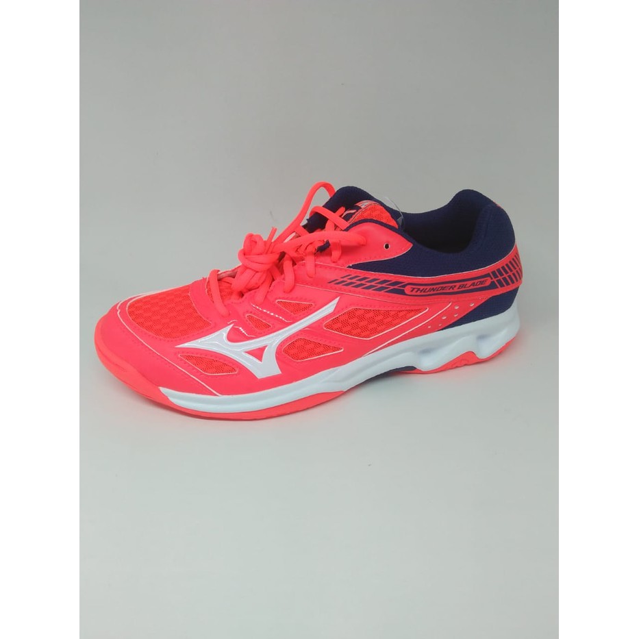 Sepatu volley mizuno Thunderblade Fiery coral blue Original