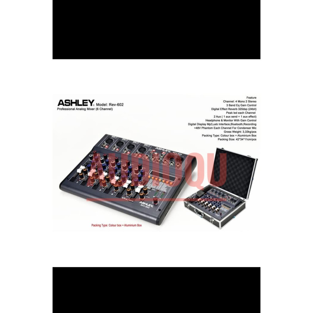MIXER AUDIO ASHLEY REV 602 + KOPER ( ORIGINAL) 6CH,USB,BT,MP3