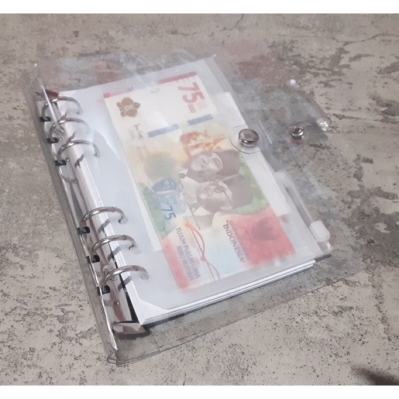 Binder A6 Ring 6 Buku Agenda Catatan Keuangan Harian Tabungan Target Bulanan Loose Leaf Pembatas Binder Daily Planner Tempat Penyimpanan File Folder Akuntansi Binder Kulih Ziplock Card-3