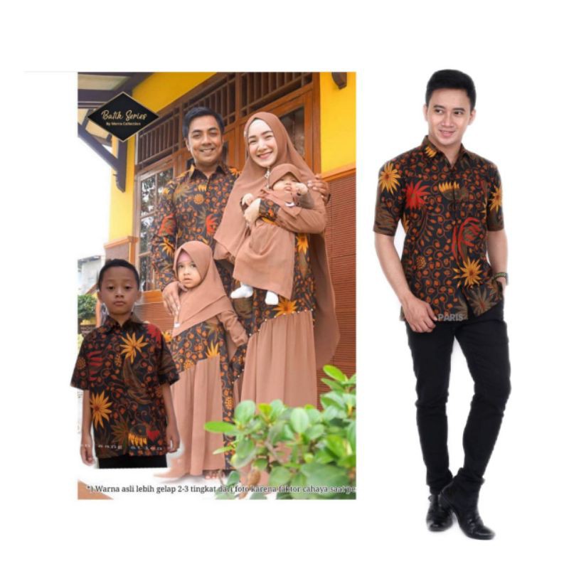 Couple batik keluarga kombinasi polos miring motif sogan