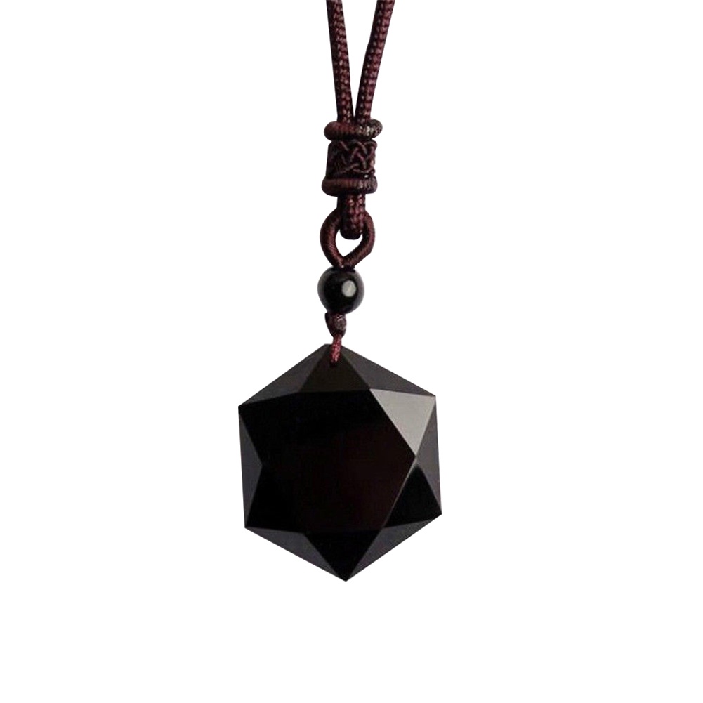 Hu Hu Hu Hu Hu Alat Bantu Pasang Kacamata♡ Kalung Rantai Dengan Liontin Hexagram Obsidian Imitasi Untuk Wanita