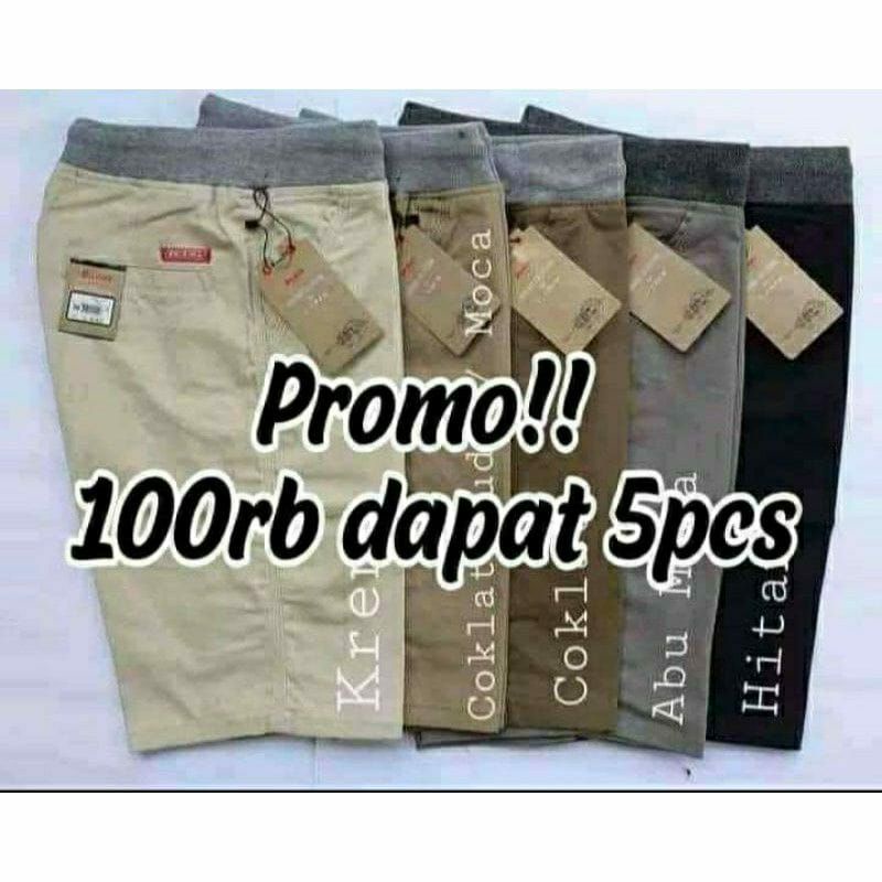 BEST SELLER 1.1 Celana Chino / Chinos Pendek pinggang karet KATUN TWILL Allsize Termurah 2021