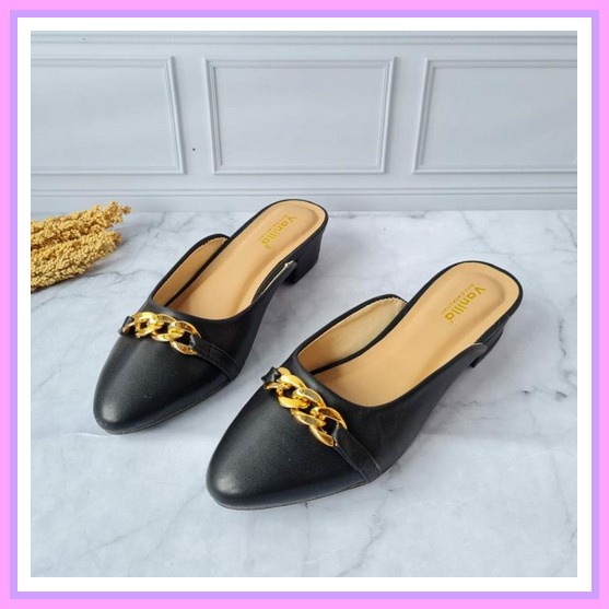 Sepatu Pantofel Kerja Wanita / Pantofel Heels /Sepatu Boots Hitam Fladeo Original Sepatu Pantofel Wa