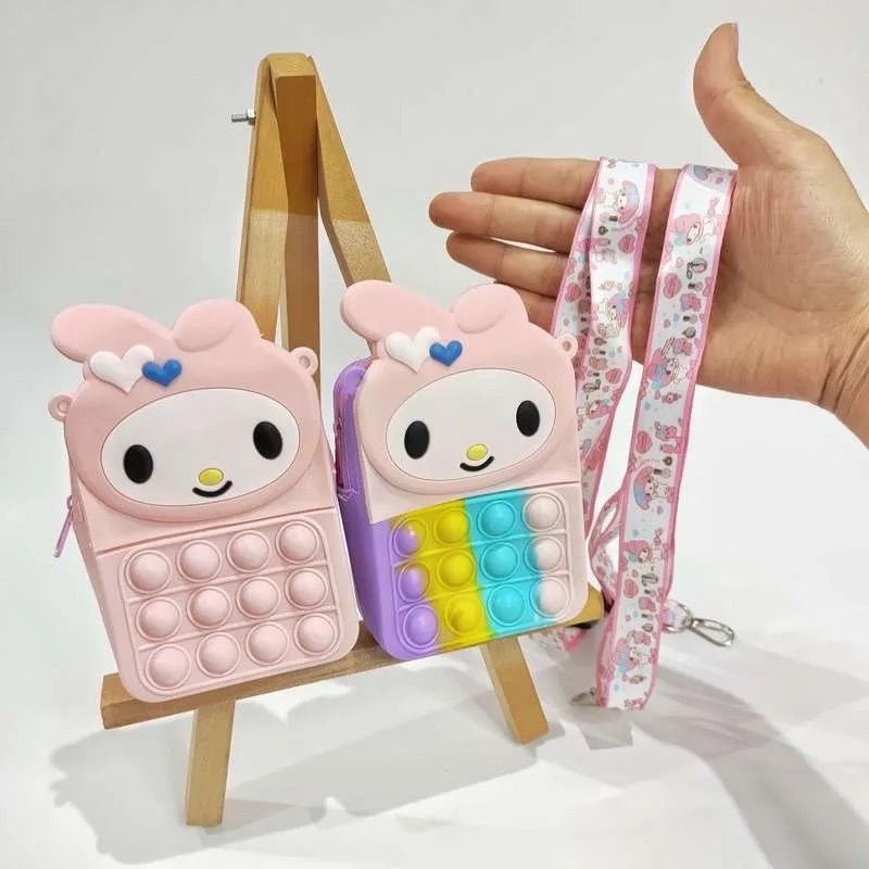 Tas Selempang Anak Pop It Melody Rabbit Rainbow