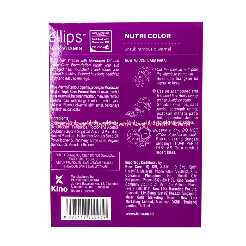 Ellips Hair Vitamin With Triple Care Vitamin Rambut Untuk Yang Diwarnai Isi 2 Blister