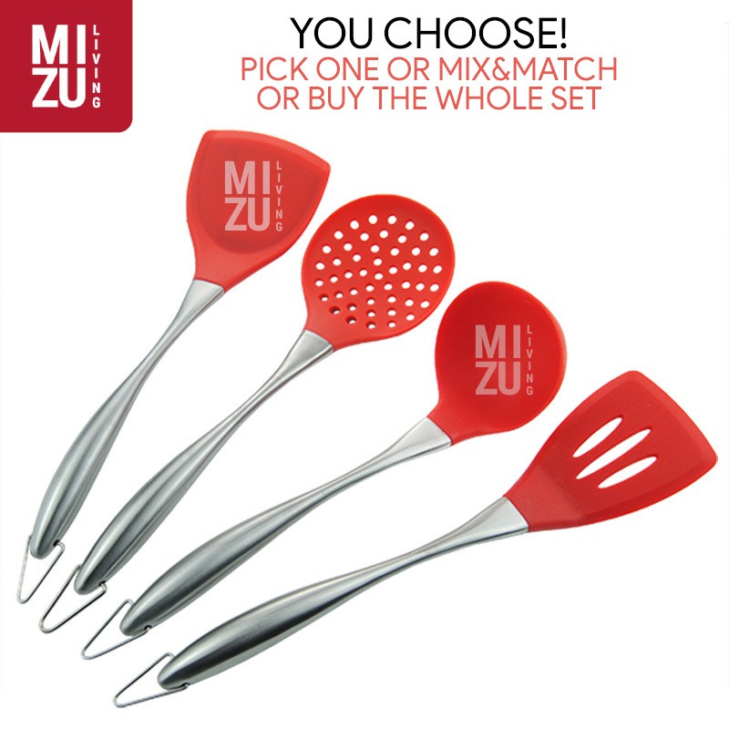 SILIRON Silicone Spatula Kitchen Set Sutil Gagang Stainless Steel Handle BPA-FREE