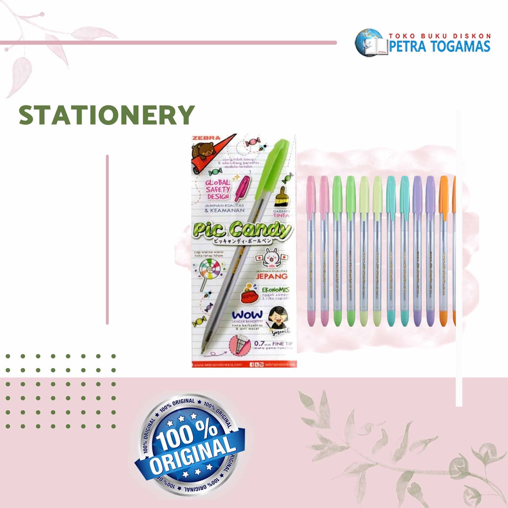 

BALLPEN / BOLPEN / PULPEN / BALLPOINT FINE 0.7 ZEBRA PIC CANDY BLACK PERPAK / SET ISI 4