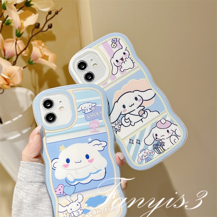 Redmi 12C A1 10C 10A 10 9 9A 9C 9T Note 11 Pro+ 11s 11 10s 10 9s 9 8 Pro Xiaomi Poco X4Pro X3 Pro X3NFC M4 F3 Mi 11 Lite 10TPro Cute White Rabbit Wavy Edge Phone Case TPU Soft Cover