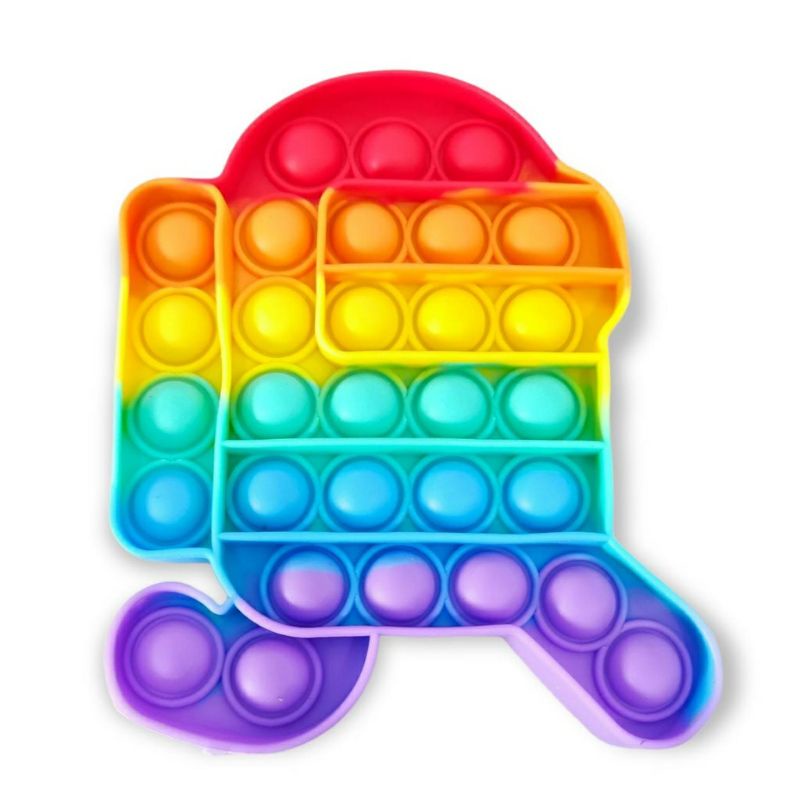 ~ PIYOSHI08 ~ Pop It Mainan Penghilang Stress Fidget Push Toys Murah MA12-AMONG US RUN RAINBOW