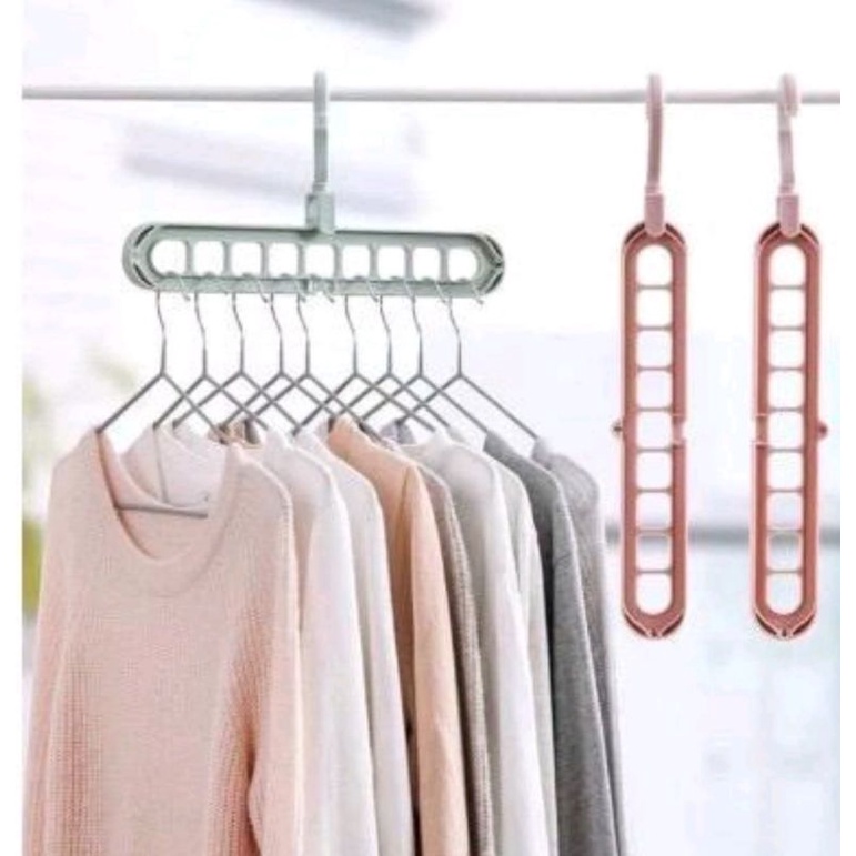 GANTUNGAN BAJU 9 LUBANG / MAGIC HANGER PAKAIAN 9 LUBANG / GANTUNGAN MULTIFUNGSI 9 LUBANG