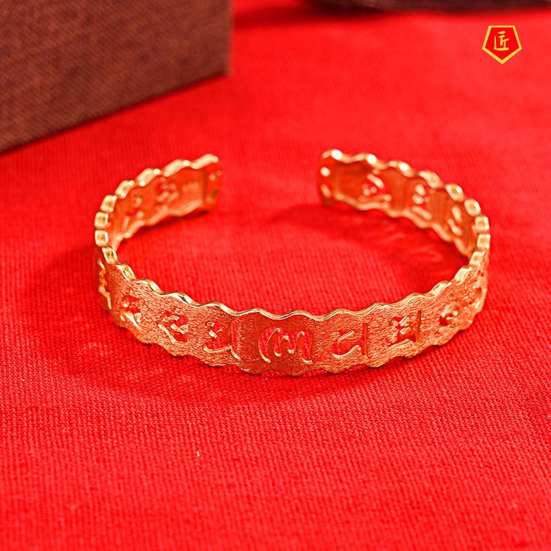 [Ready Stock]Fashion Retro Buddhist Frosted Gold Bracelet