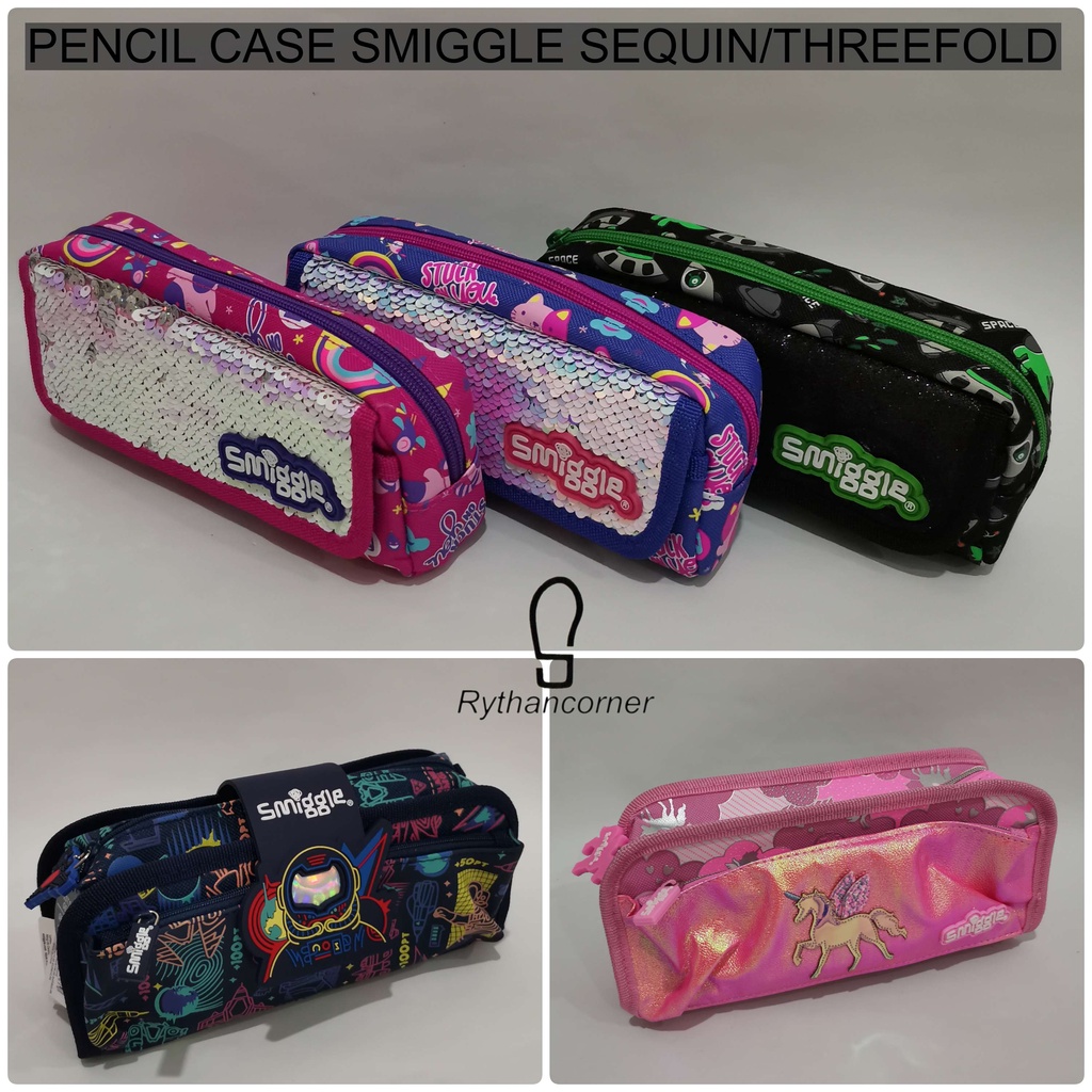 KOTAK PENSIL PENCIL CASE SMIGGLE SEQUIN / THREEFOLD / KAIN