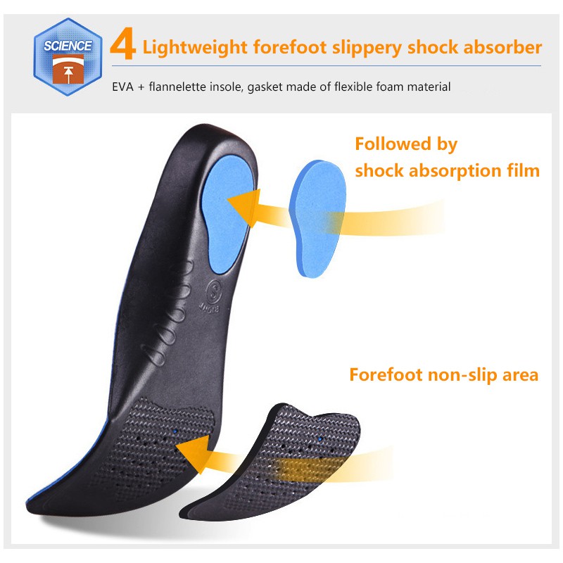 Unisex Perawatan Kaki EVA Orthotic Sports Insole Insert Shoe Pad Arch Support Heel Cushion Biru