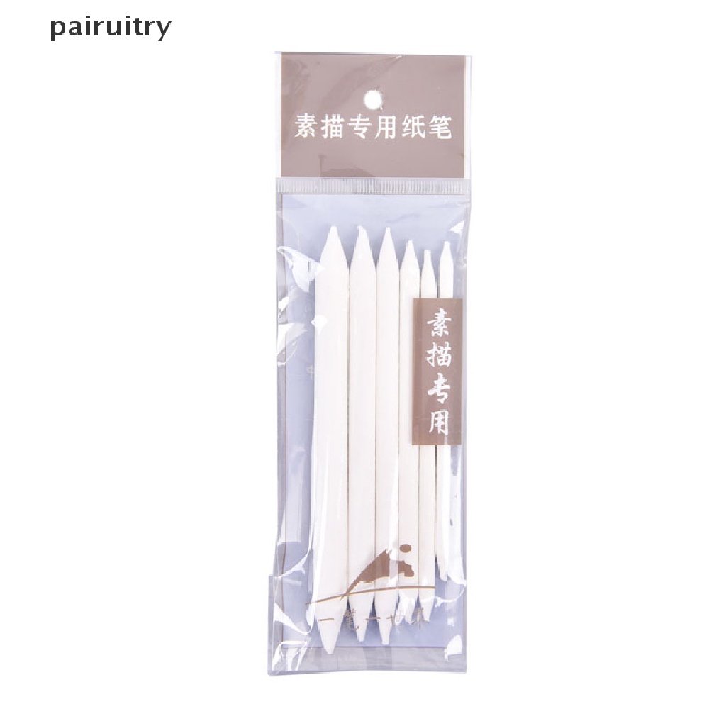 Prt 6pcs / set Stik Blending Smudge Stump Tortillon Warna Putih Untuk Sketsa / Gambar