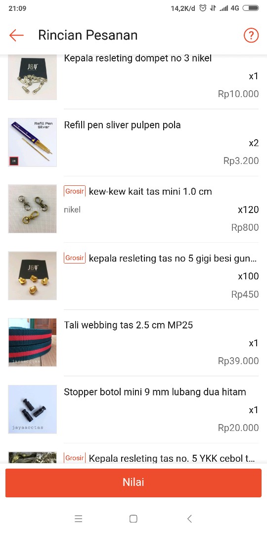 Kepala Resleting Tas No 5 Gigi Besi Gundul Gold