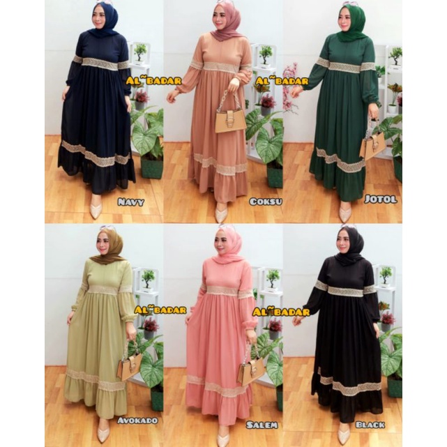 [ BISA COD] GAMIS CERUTY BABYDOLL MIX RENDA DANIK,GAMIS BUSUI, DRESS CERUTY BABYDOLL MIX RENDA DANIK ATAS BAWAH LENGAN BALON MODEL TERBARU BY AL BADDAR