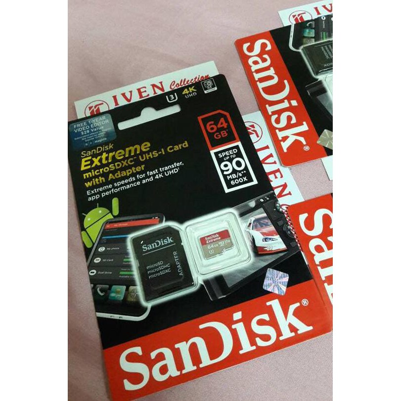 Glp78740G0 Sandisk Extreme 64Gb Memori 64 Gb Memory Card Class 10 Micro Microsd