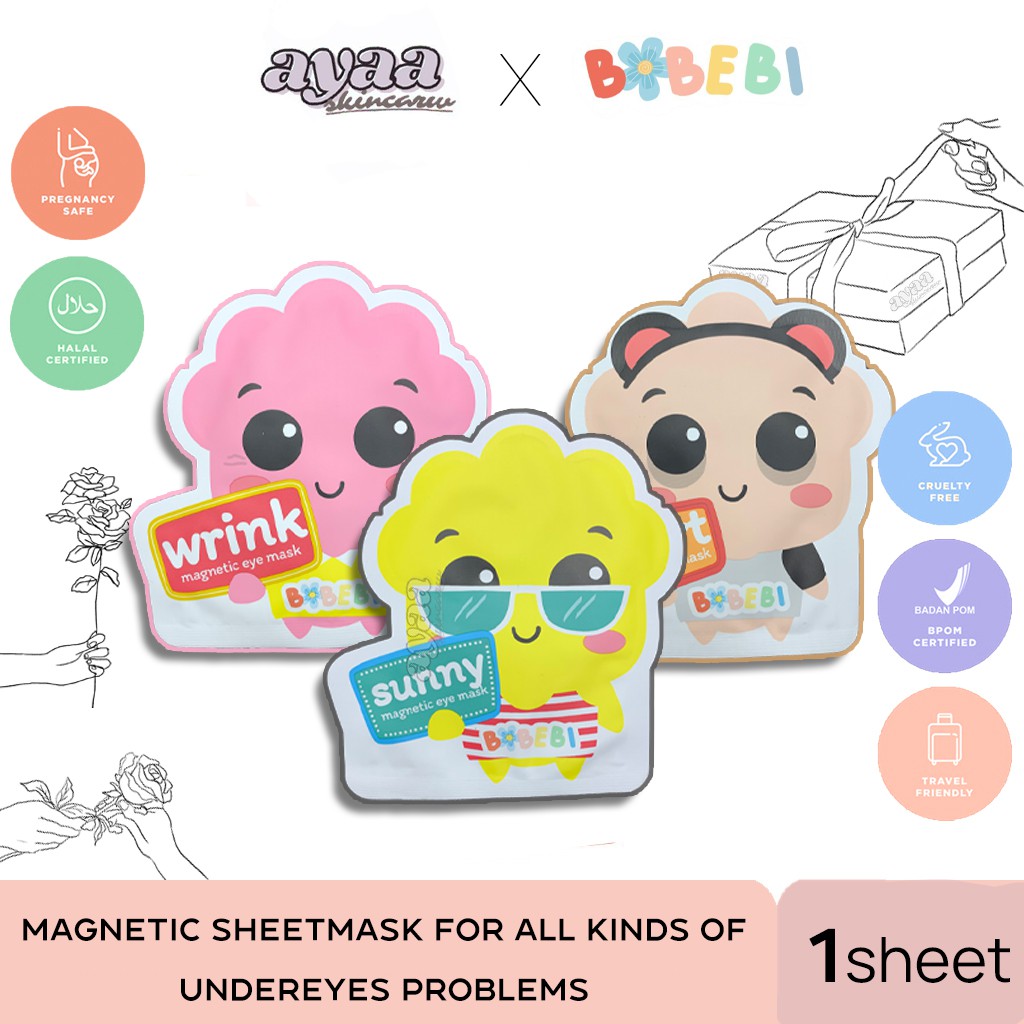 [BUY 3 FREE POUCH] BOBEBI Magnetic Eye Mask Bobebi / Sunny Wrink Zwart / Masker Mata Magnet 10 gram