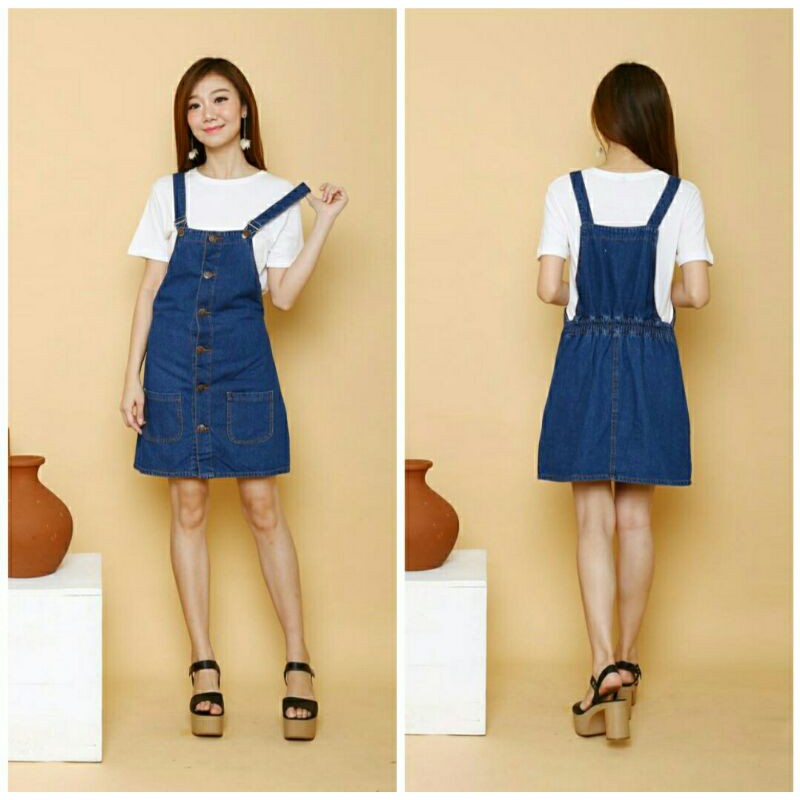 Overall Rok Pendek Jeans Wanita Minimalis Vintage