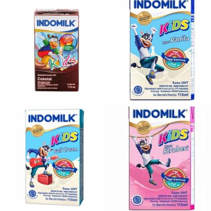 

(BISA COD) INDOMILK KIDS COKLAT/STRAWBERRY/VANILLA 115 G BERKUALITAS Kode 124