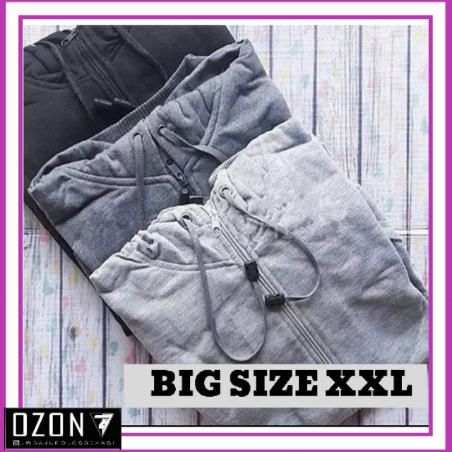 Big Size XXL - Jaket Sweater Pria Wanita Hoodie ZIPPER Polos ukuran Jumbo Distro