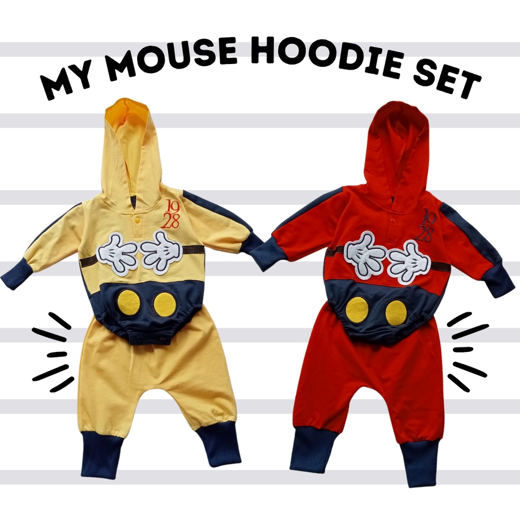 jumper hoodie bayi lengan panjang romper balita MY mouse hoodie jumper set 1-2 tahun 0-1 tahun romper bayi anak laki laki