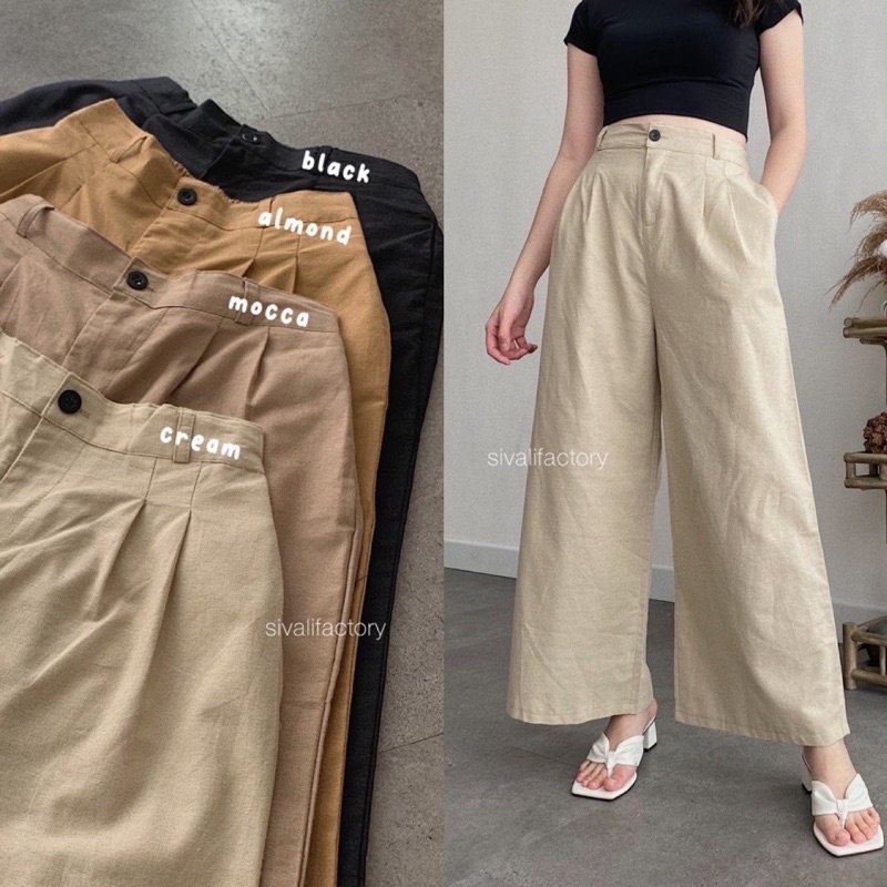 CELANA WANITA KULOT KANCING HW | KULOT RAYON | KULOT RAMI | YUKA KULOT | ELAINE PANT CULLOTE RAMI