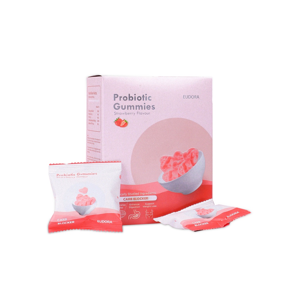 Eudora - No. 1 Jelly Lunak Diet Alami Probiotic Gummies Strawberry Flavour