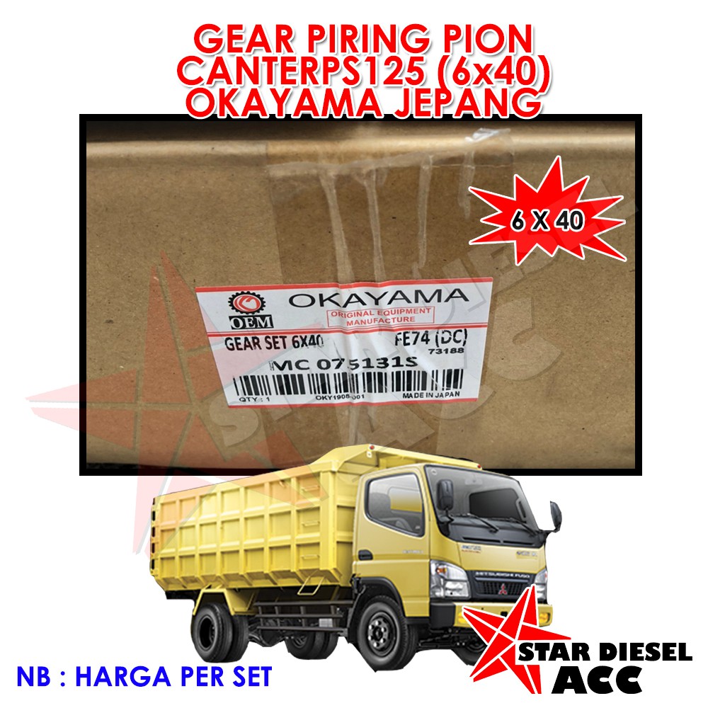 PIRING PIUN CANTER PS125 GEAR SET ISI GARDAN 6X40 OKAYAMA JEPANG