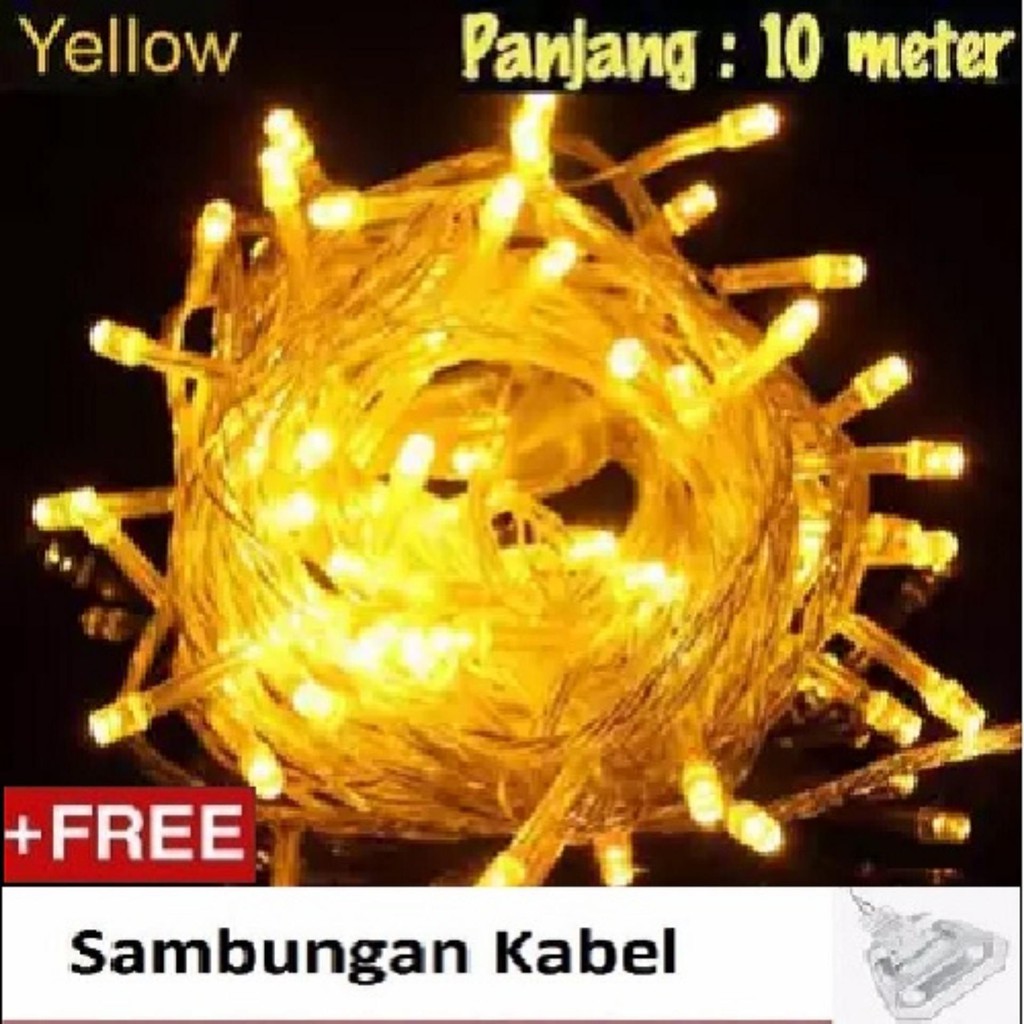 SRS Lampu Hias LED Tumblr /Natal LED /Twinkle/Dekorasi LED Yellow - 10 Meter+FREE sambungan kabel