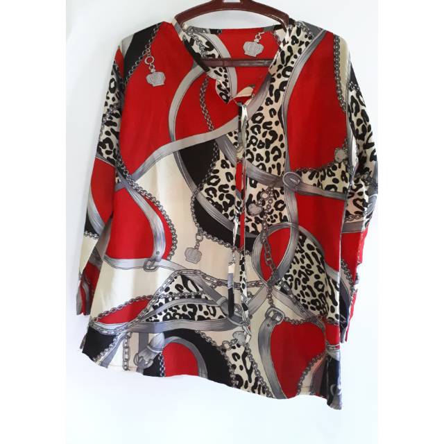 ATASAN CORAK WANITA LENGAN TEROMPET BEKAS REAL PICTURE