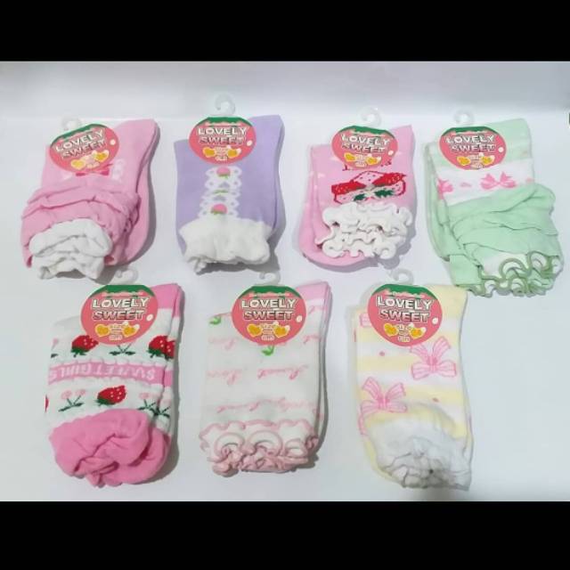 Kaos kaki lovely sweet cewek ukuran 20-24 cm harga 17.500/pcs