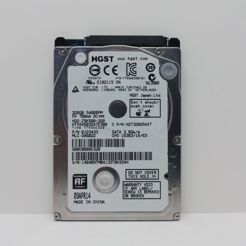 Hardisk 320GB 500GB HGST SLIM 2,5&quot; Sata Baru 0 Days -HDD FOR NOTEBOOK LAPTOP PS