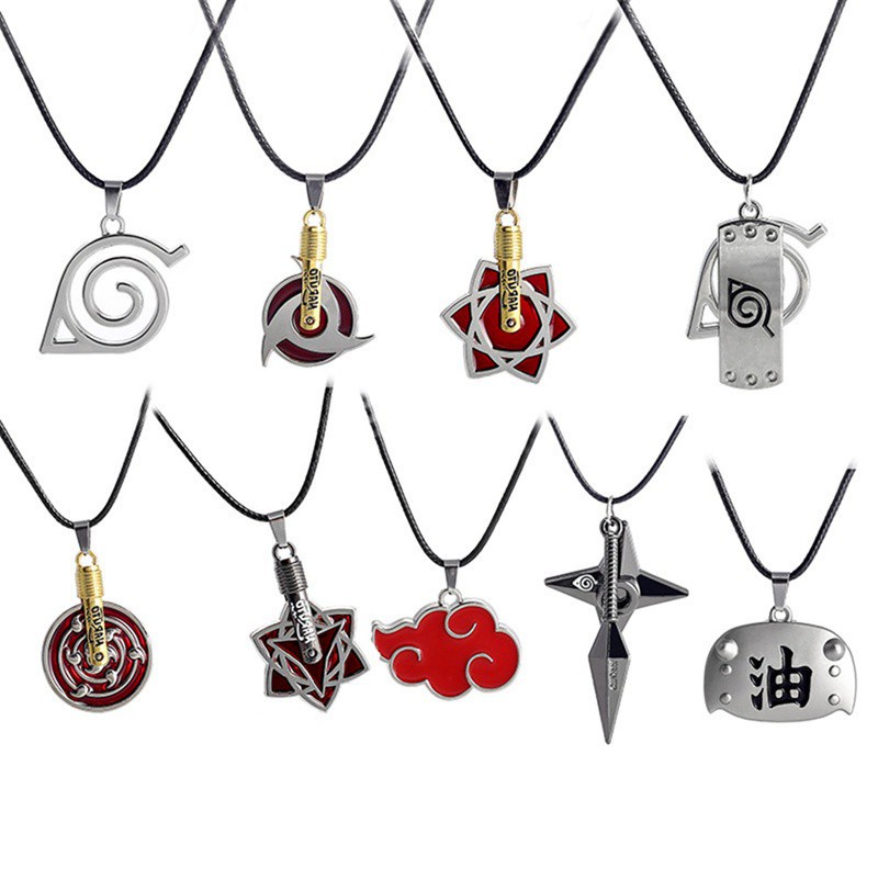 Fancyqube Naruto Red Cloud Pendant Necklace Leaf Symbol Logo Pendant Necklaces